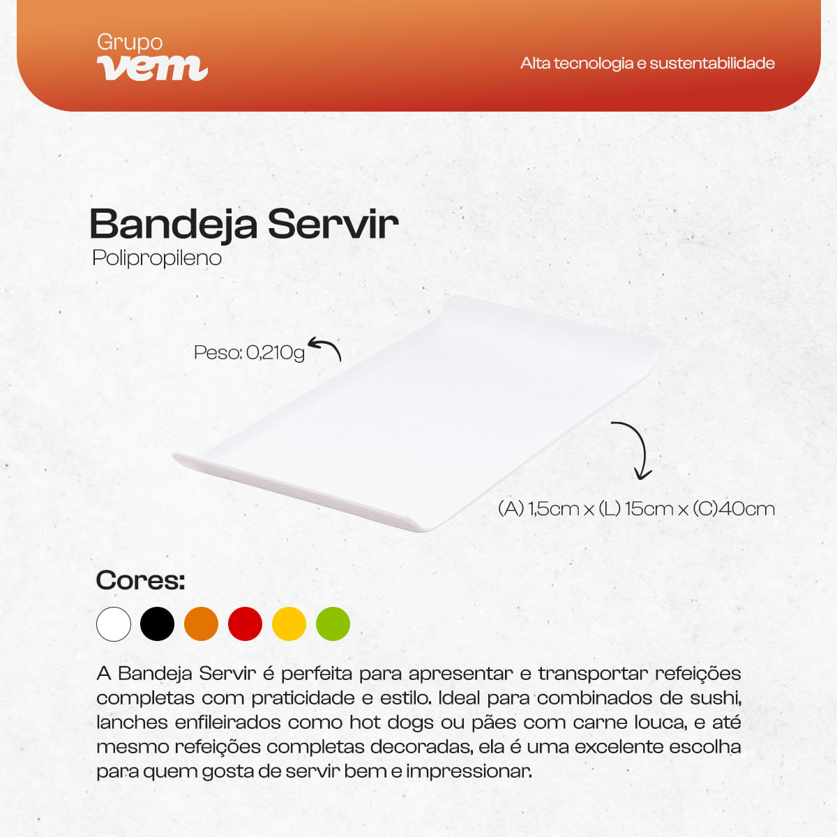 Bandeja Square Retangular 23x35 Amarela em Polipropileno - Imagem 5